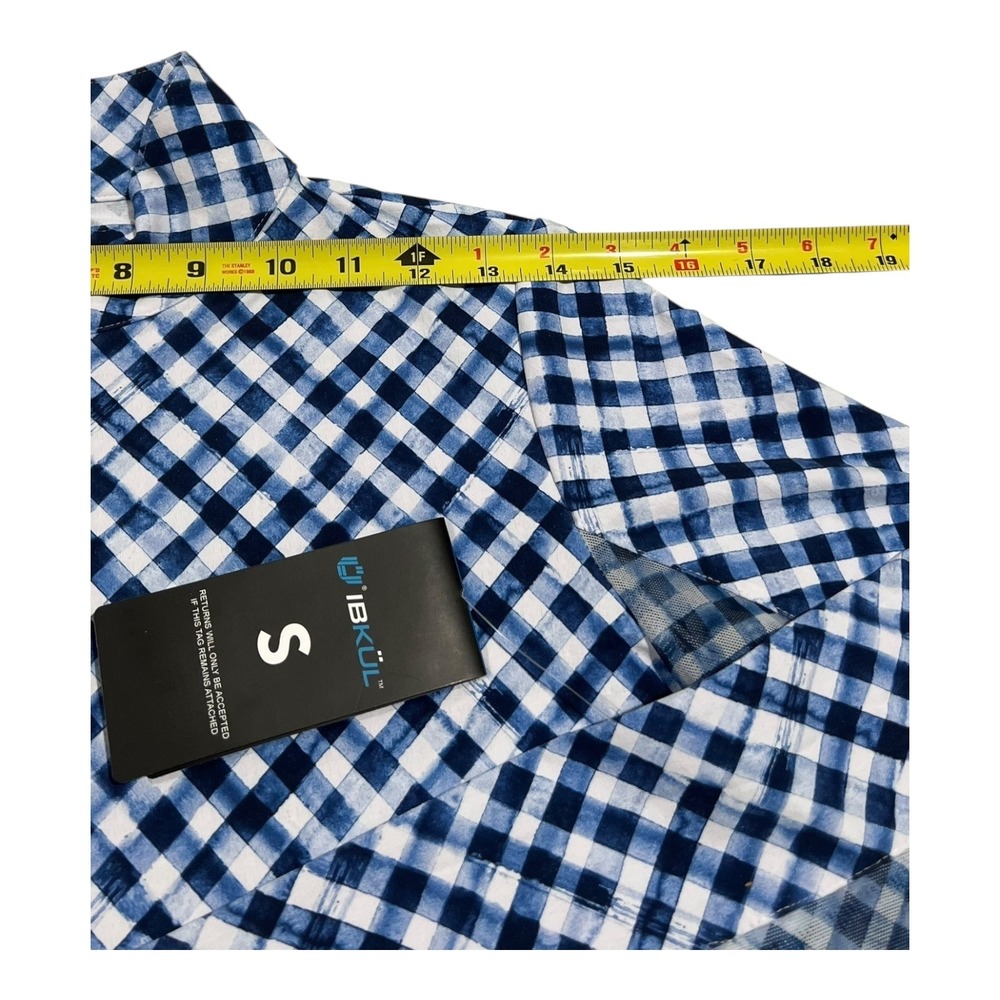 IBKUL Navy/White Gingham Mock‎ Zip Long Sleeve Top UPF 50 Small NWT - Picture 5 of 16